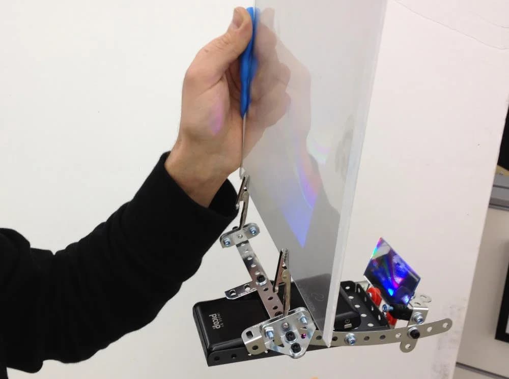 Augmented Glass prototype with pico projector and cameras
