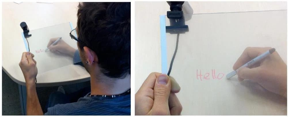 Wide mock-up image of the augmented reality writing experience