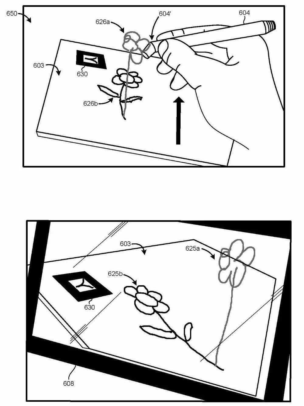 Figure from the granted augmented reality writing patent