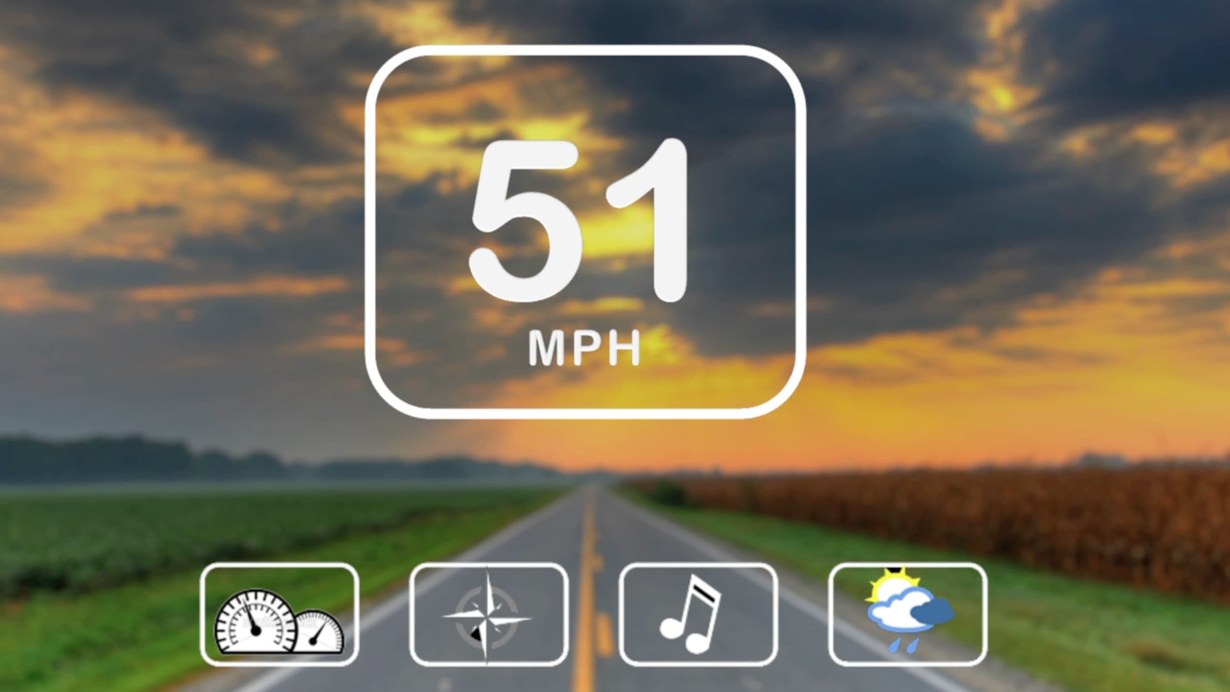 Critical information shown on the transparent display where the driver is looking