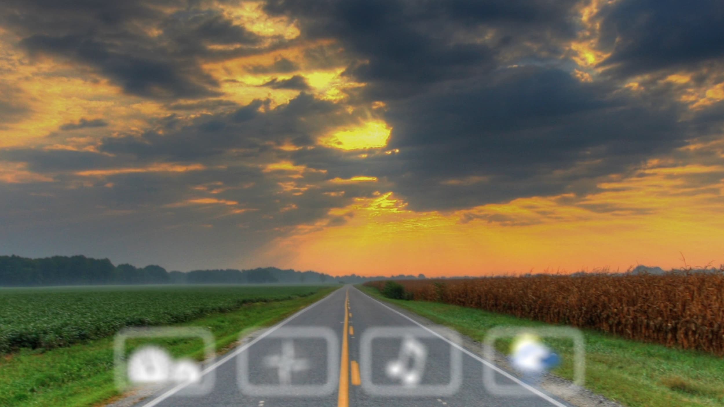 Transparent display fading content when the driver looks through it to the road
