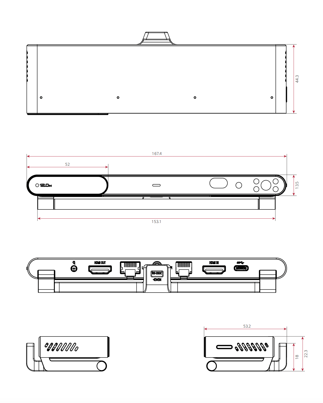 LG SmartCam Pro patient-side device, rear view with ports