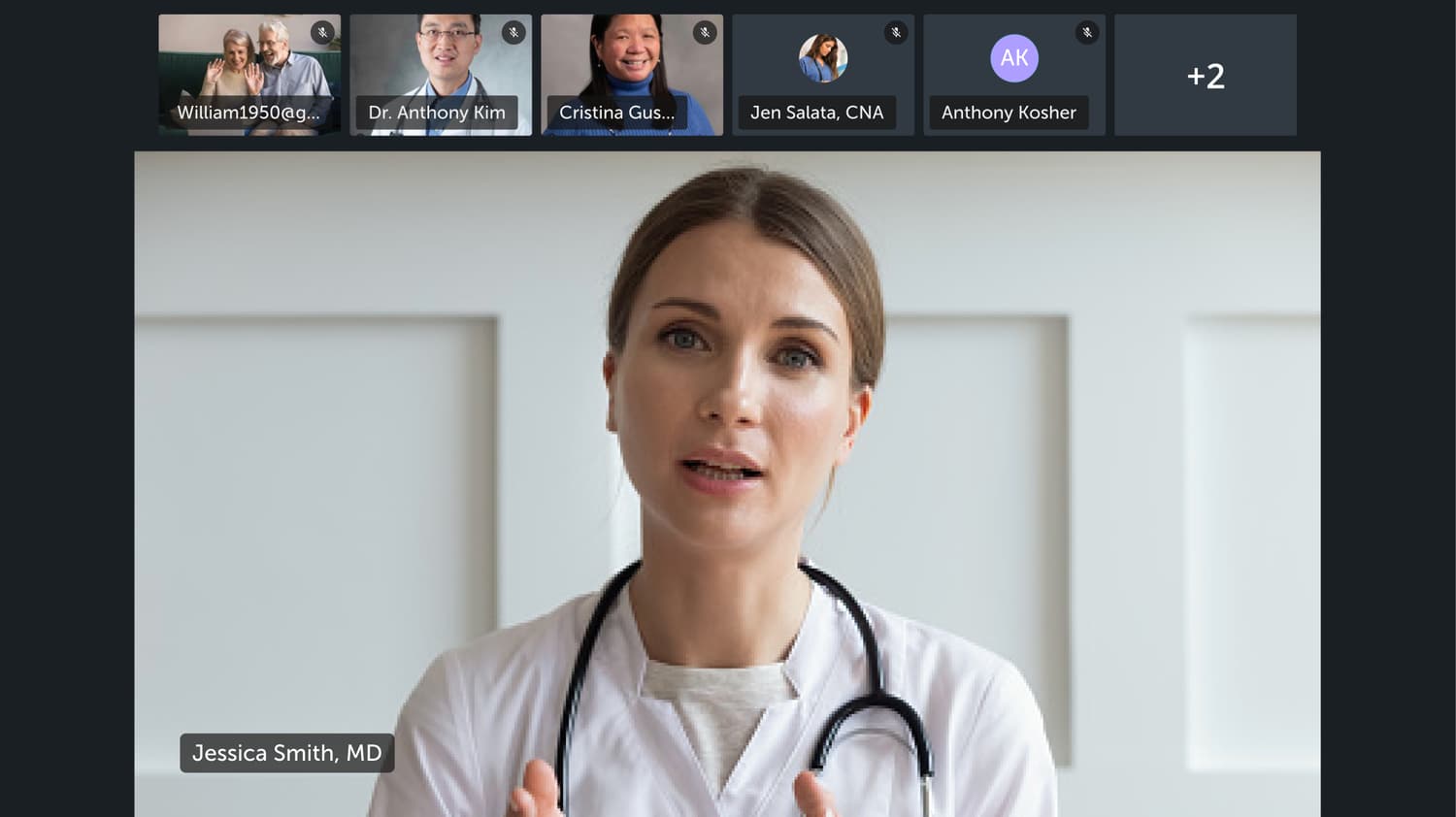 Patient-side view of a virtual rounding call on the in-room TV