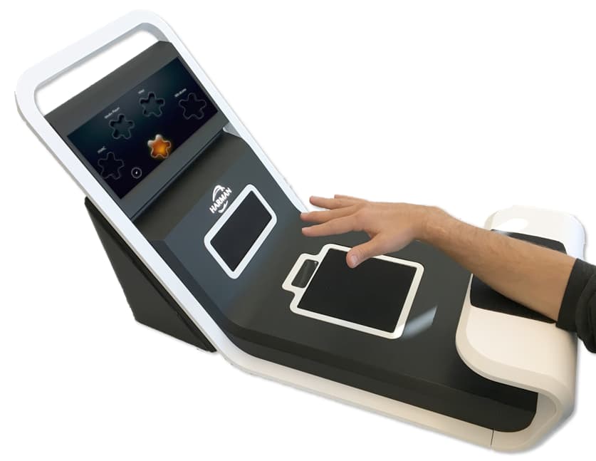 Tabletop mid-air haptics demonstrator with transducer array and hand tracker